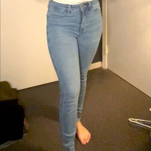 American Eagle light wash, high waisted jeans